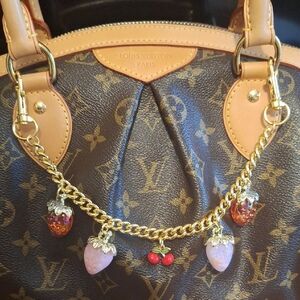 Amazon Essentials Pink and Gold Satchel with Chic Charm